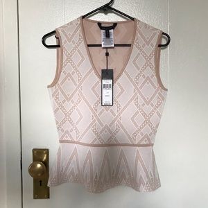 BCBGMaxAzria Alonya Knit Jacquard Peplum Top